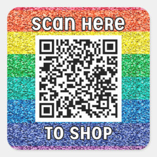 Scan QR code rainbow Classic Square Sticker