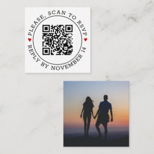 Scan QR code RSVP photo black and white wedding En Enclosure Card