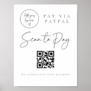 Scan QR Code Sign Wedding Bar Valet Business G400