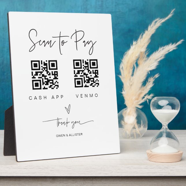 Scan QR Code Sign Wedding Bar Valet Business G400 Plaque (Side)