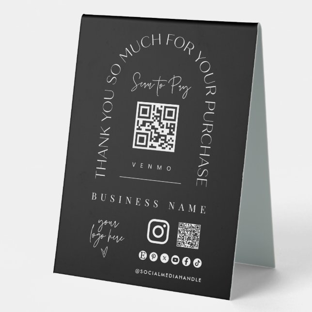 Scan QR Code Table Tent Mobile Payment Sign (Front)