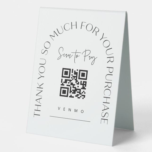 Scan QR Code Table Tent Wedding Bar Business Sign (Front)