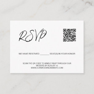 SCAN QR code wedding website Reserved seats  Enclosure Card