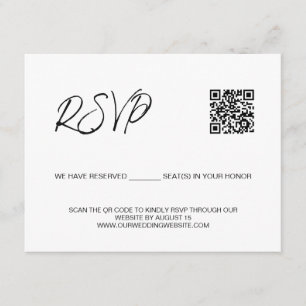 SCAN QR code wedding website Reserved seats  Enclosure Card