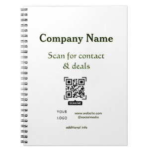 scan QR for contact & deals business name website Notebook