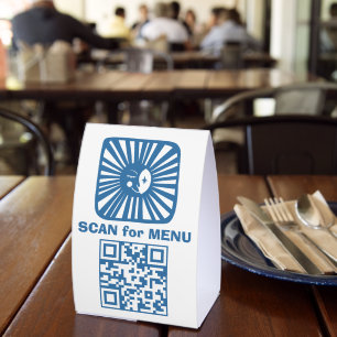 SCAN QR MENU Glowing Moon Cute Charming Blue