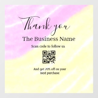 Scan QR to follow us thank you discount code pink