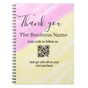 Scan QR to follow us thank you discount code pink  Notebook