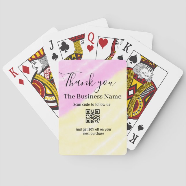 Scan QR to follow us thank you discount code pink  Playing Cards (Back)