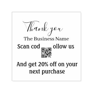 Scan QR to follow us thank you discount code pink  Self-inking Stamp