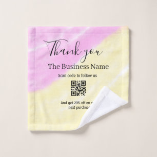 Scan QR to follow us thank you discount code pink Wash Cloth