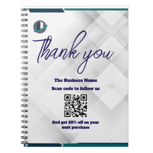 Scan QR to follow us thank you discount code white Notebook