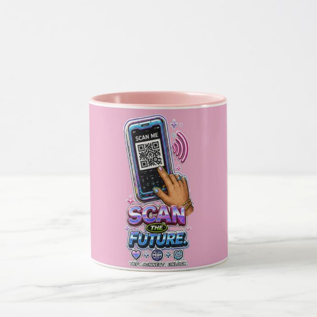 Scan the Future – Futuristic Cyber Tech Glitch  Mug (Center)
