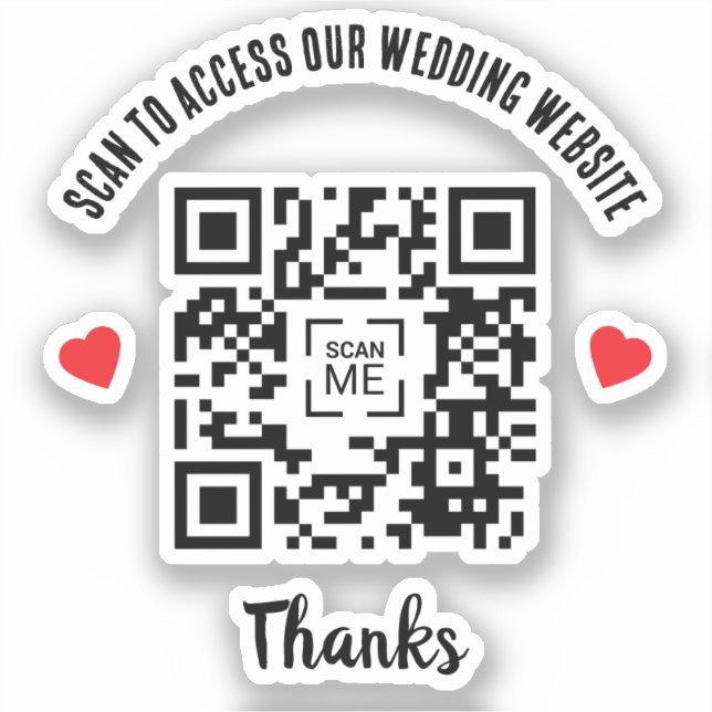 Scan To Access Wedding Website Red Heart QR Code (Front)