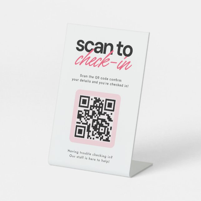 Scan to Check in QR Code Business Tabletop Sign (Front)