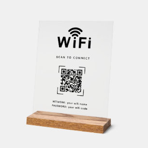 Scan to Connect   QR Code Wifi Login Acrylic Sign