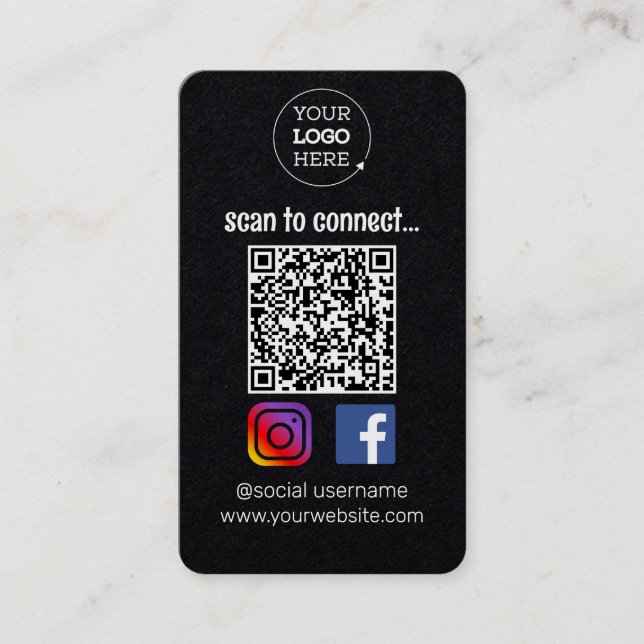 Scan To Connect | Social Media QR Code Business Card (Front)
