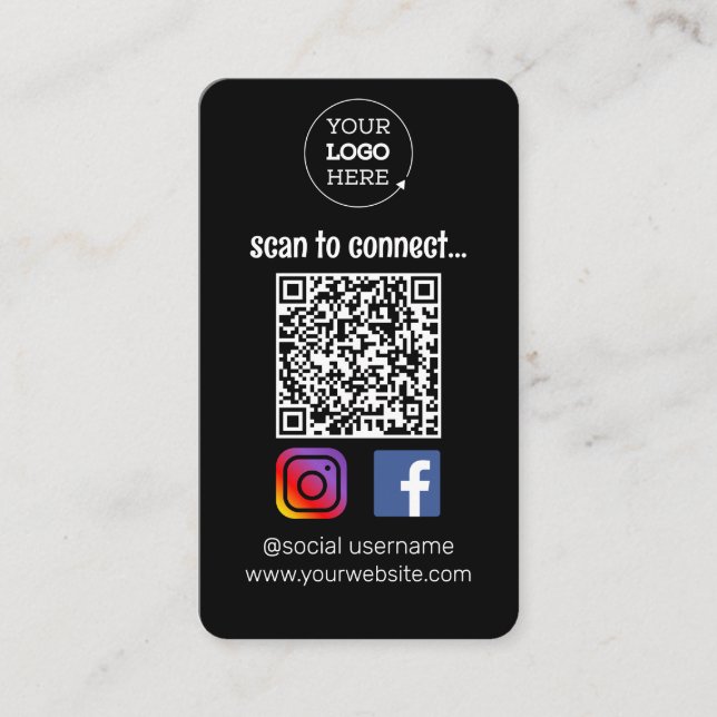 Scan To Connect | Social Media QR Code Business Card (Front)