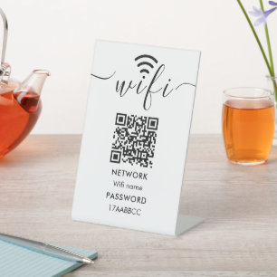 Scan to Connect Wifi Network QR Code Minimalist Pedestal Sign