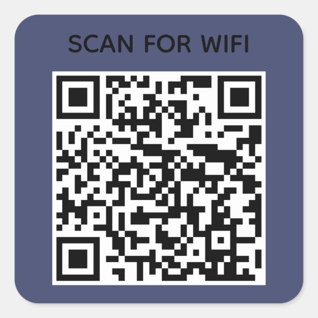 Scan to connect Wifi QR Code Modern Navy Blue Square Sticker (Front)
