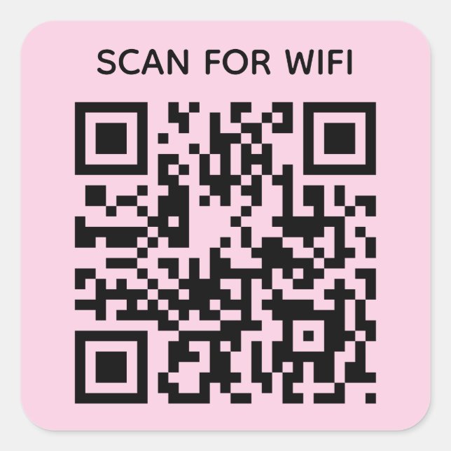 Scan to connect Wifi QR Code Modern Pastel Pink Square Sticker (Front)