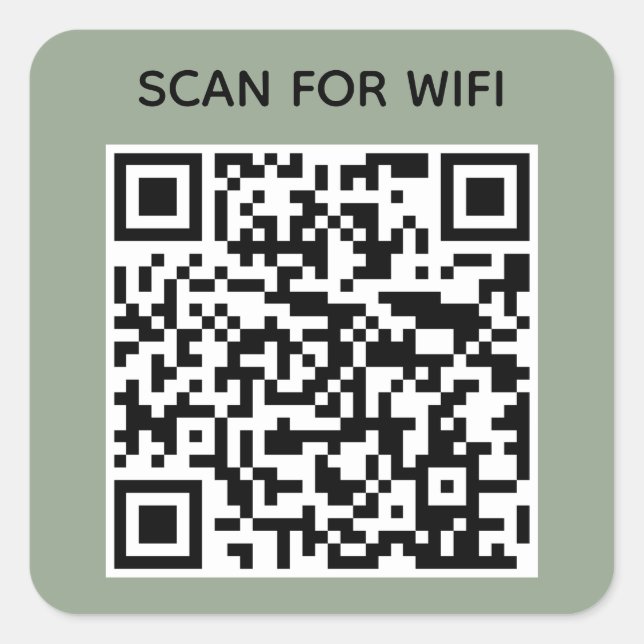 Scan to connect Wifi QR Code Modern Sage Green Square Sticker (Front)