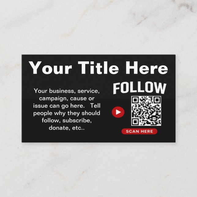 Scan to Follow QR Code Design Template Business Card (Front)