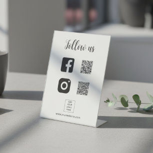 Scan to Follow Us Social Media Custom Logo QR Code Pedestal Sign