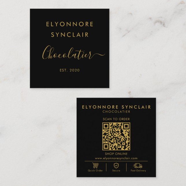 Scan To Order Qr Code Square Business Card (Front/Back)