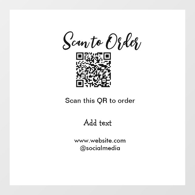 Scan to order scan QR code add website email  (Sheet)