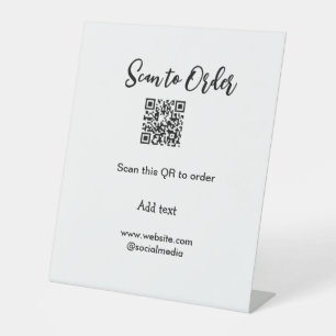 Scan to order scan QR code add website email  Pedestal Sign