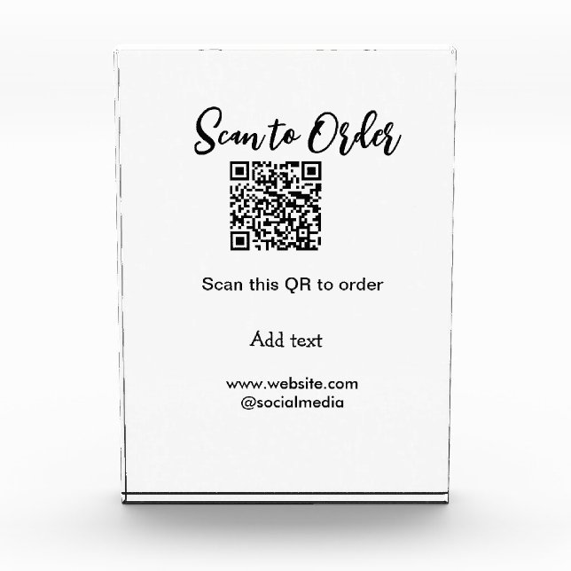 Scan to order scan QR code add website email  Photo Block (Front)