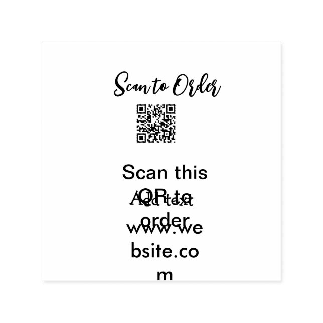 Scan to order scan QR code add website email  Self-inking Stamp (Design)