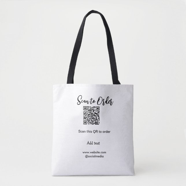 Scan to order scan QR code add website email  Tote Bag (Front)