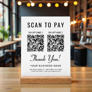 Scan to Pay 2 QR Codes Tabletop Acrylic Sign