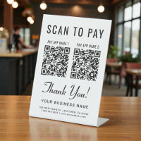 Scan to Pay 2 QR Codes Tabletop