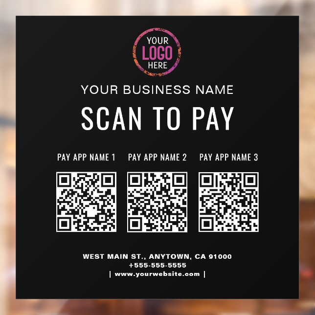 Scan to Pay 3 QR Codes Business Logo  (Sheet 2)