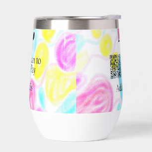 Scan to pay add Q R business logo rainbow watercol