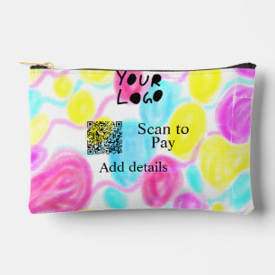 Scan to pay add Q R business logo rainbow watercol Accessory Pouch