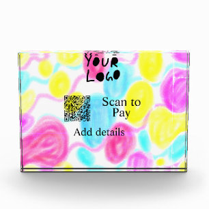 Scan to pay add Q R business logo rainbow watercol Photo Block