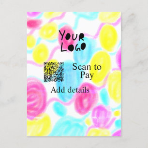 Scan to pay add Q R business logo rainbow watercol Postcard