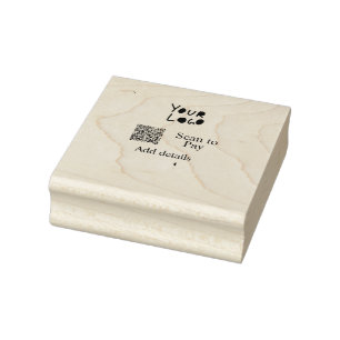 Scan to pay add Q R business logo rainbow watercol Rubber Stamp