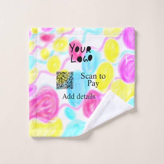 Scan to pay add Q R business logo rainbow watercol Wash Cloth (Wash Cloth)