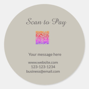 scan to pay Add QR logo website email business sho Classic Round Sticker