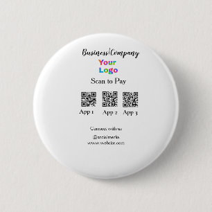 Scan to pay business logo Q R code social media  6 Cm Round Badge