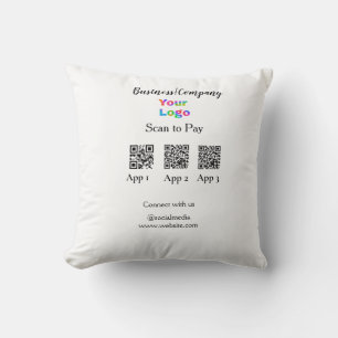 Scan to pay business logo Q R code social media  Cushion