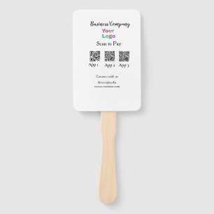 Scan to pay business logo Q R code social media Hand Fan
