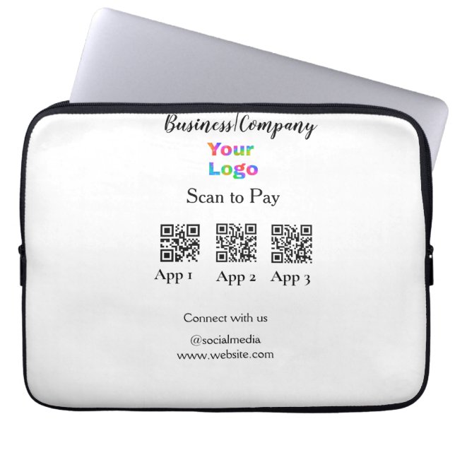 Scan to pay business logo Q R code social media  Laptop Sleeve (Front)