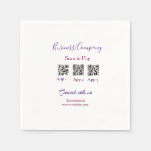 Scan to pay business logo Q R code social media Napkin