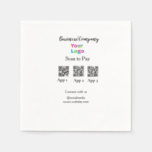 Scan to pay business logo Q R code social media  Napkin